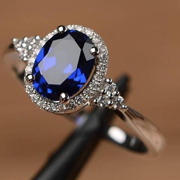 🆕️ Blue Sapphire 925 ring - 8 - Picture 1 of 7